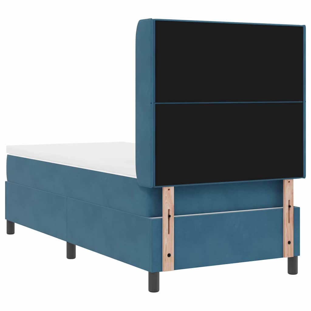 Boxspringbett mit LED-Lichtleisten Blau 100 x 200 cm Samt