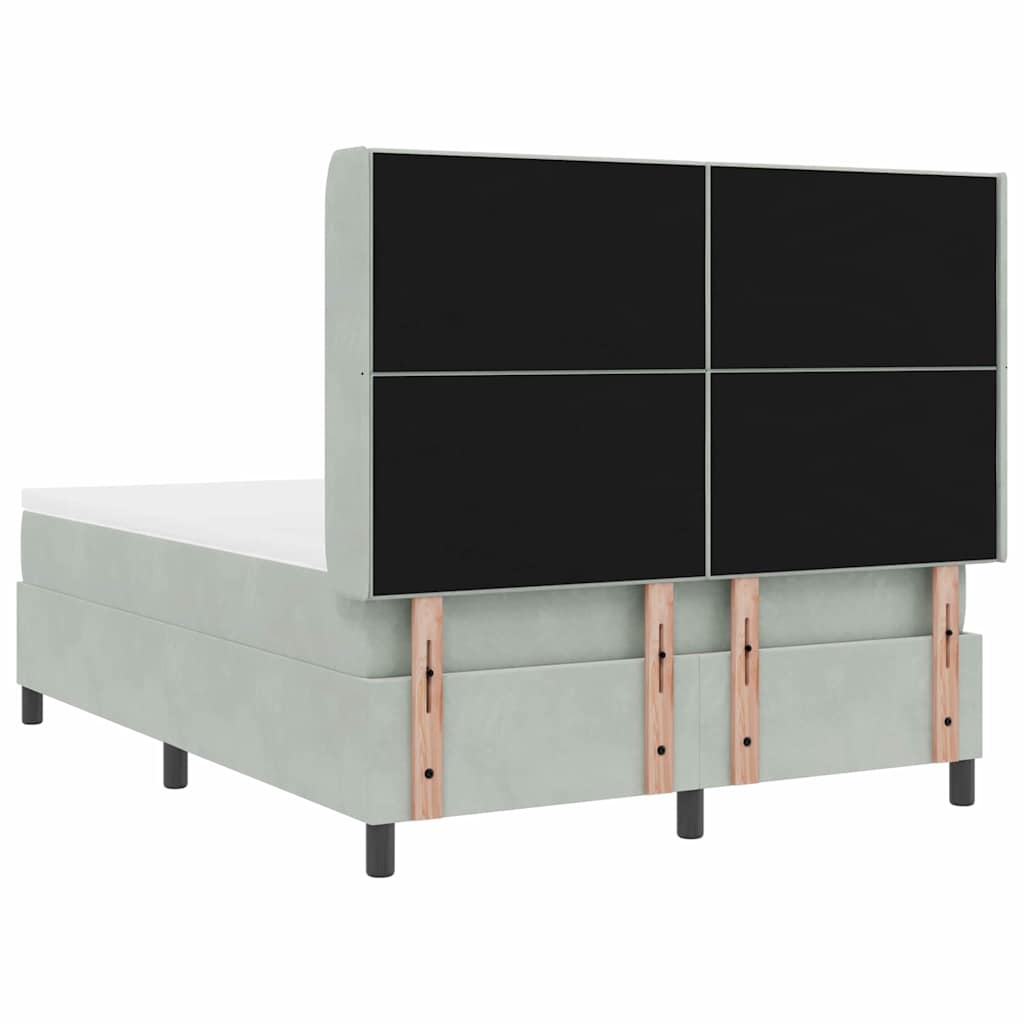 Boxspringbett mit LED-Lichtleisten Hellgrau 140 x 200 cm Samt