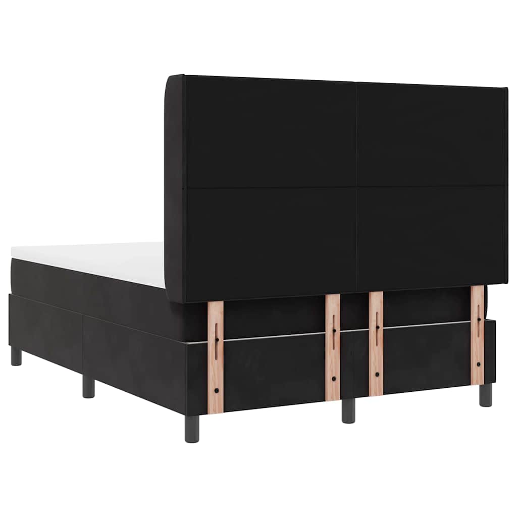 LED Boxspringbett mit Matratze Schwarz 140 x 200 cm Samt
