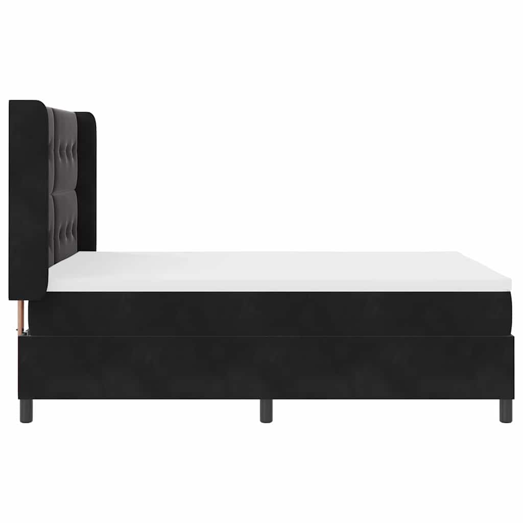LED Boxspringbett mit Matratze Schwarz 140 x 200 cm Samt