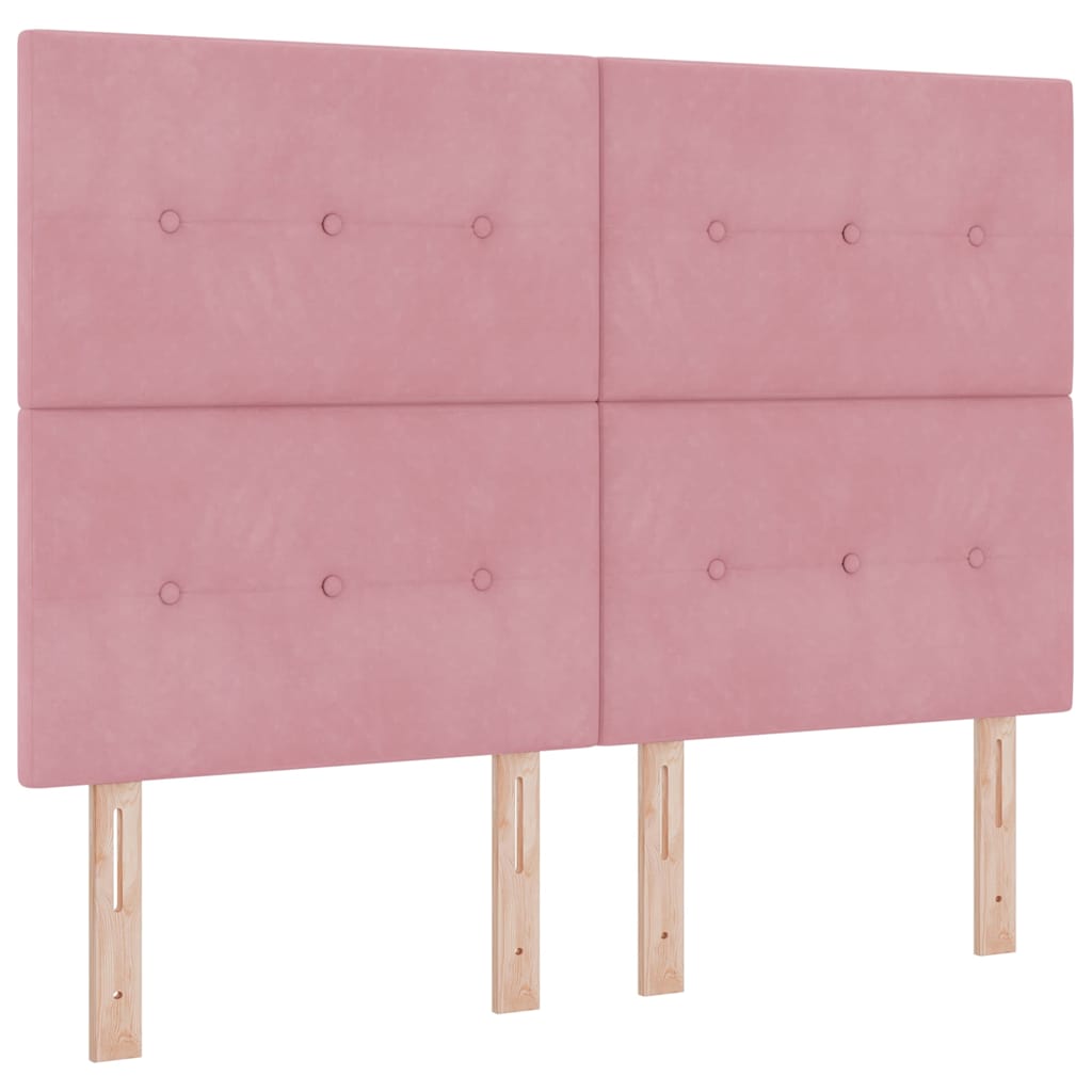 LED Boxspringbett mit Matratze Rosa 140 x 200 cm Samt