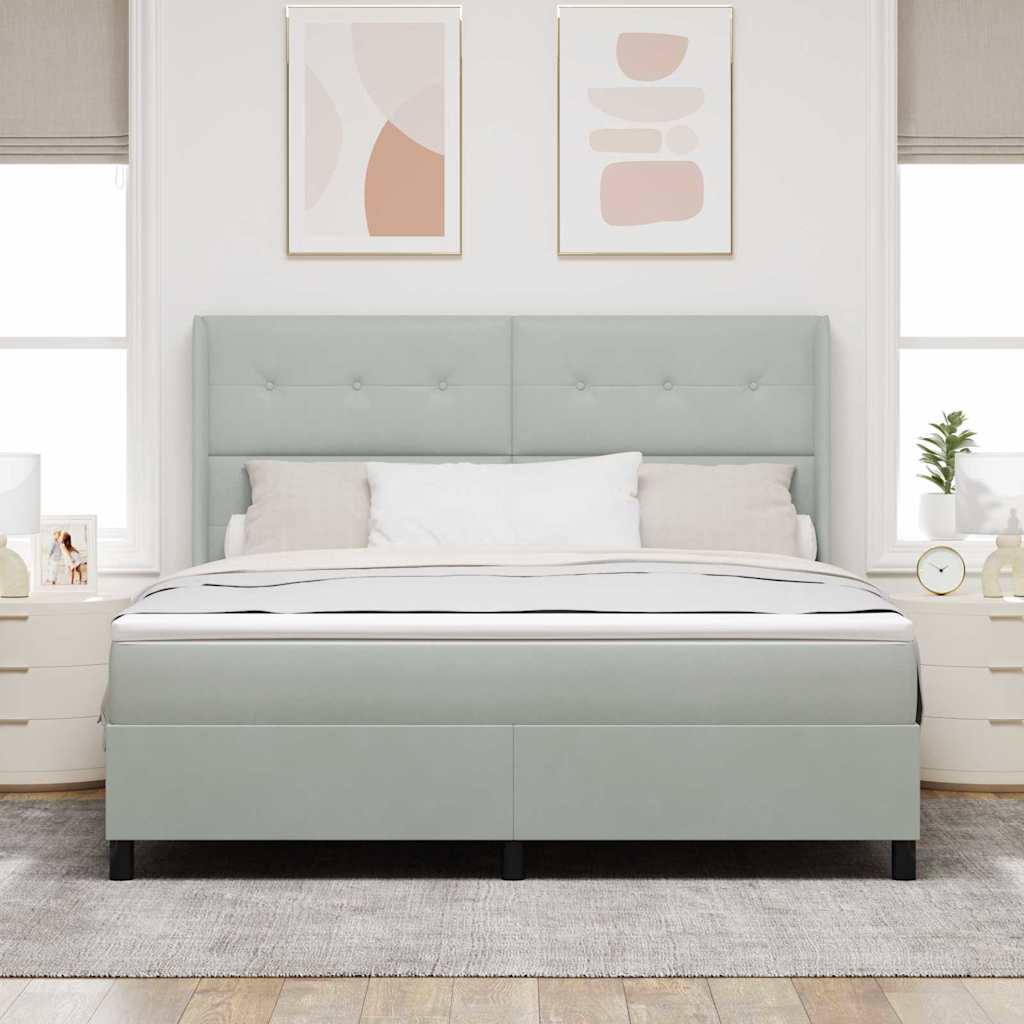 Boxspringbett mit LED-Lichtleisten Hellgrau 180 x 200 cm Samt
