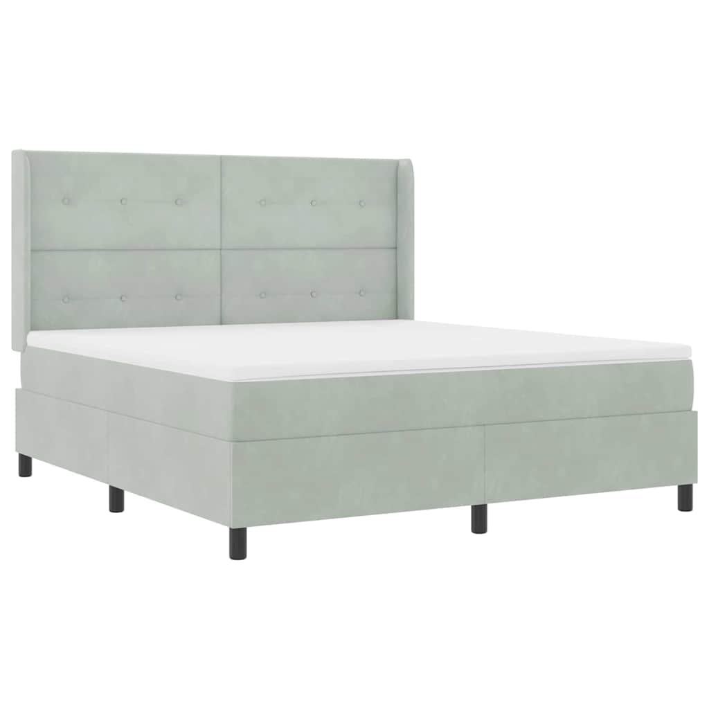 Boxspringbett mit LED-Lichtleisten Hellgrau 180 x 200 cm Samt