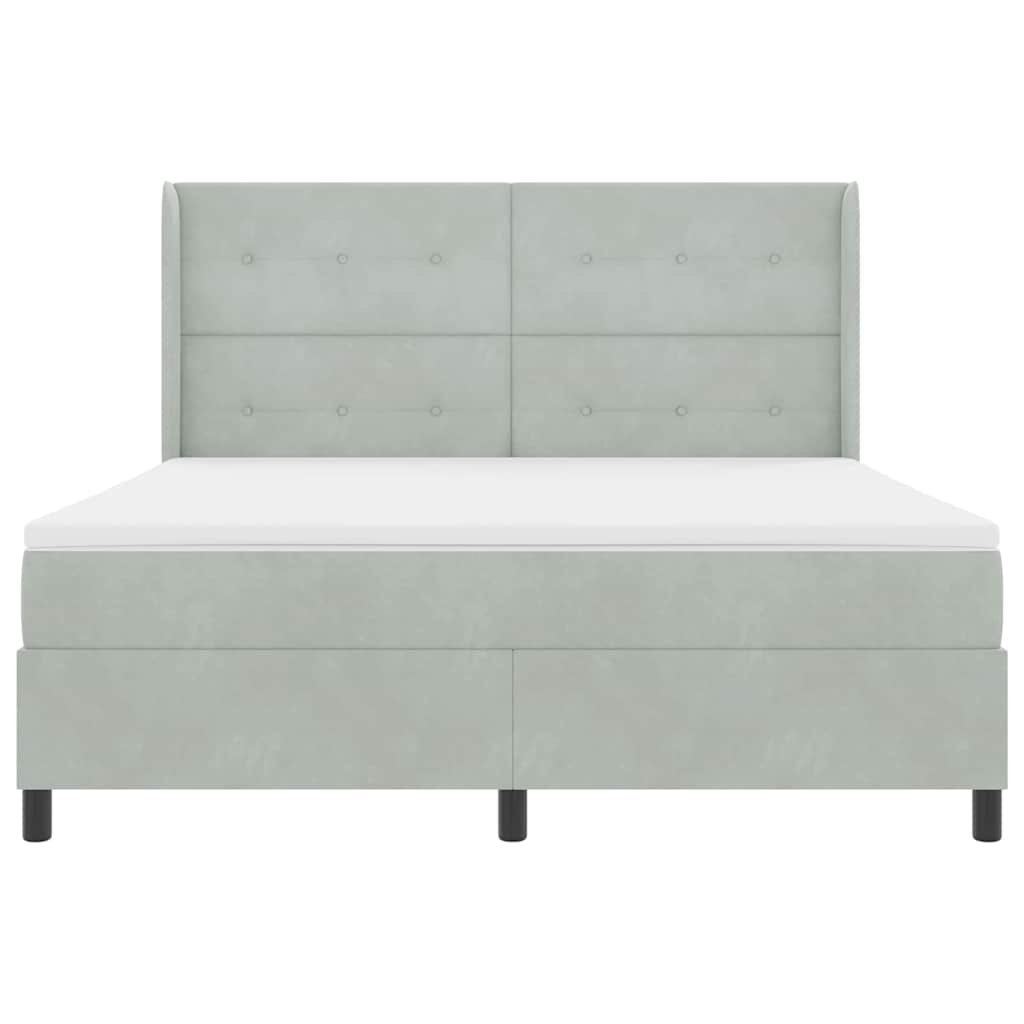 Boxspringbett mit LED-Lichtleisten Hellgrau 180 x 200 cm Samt