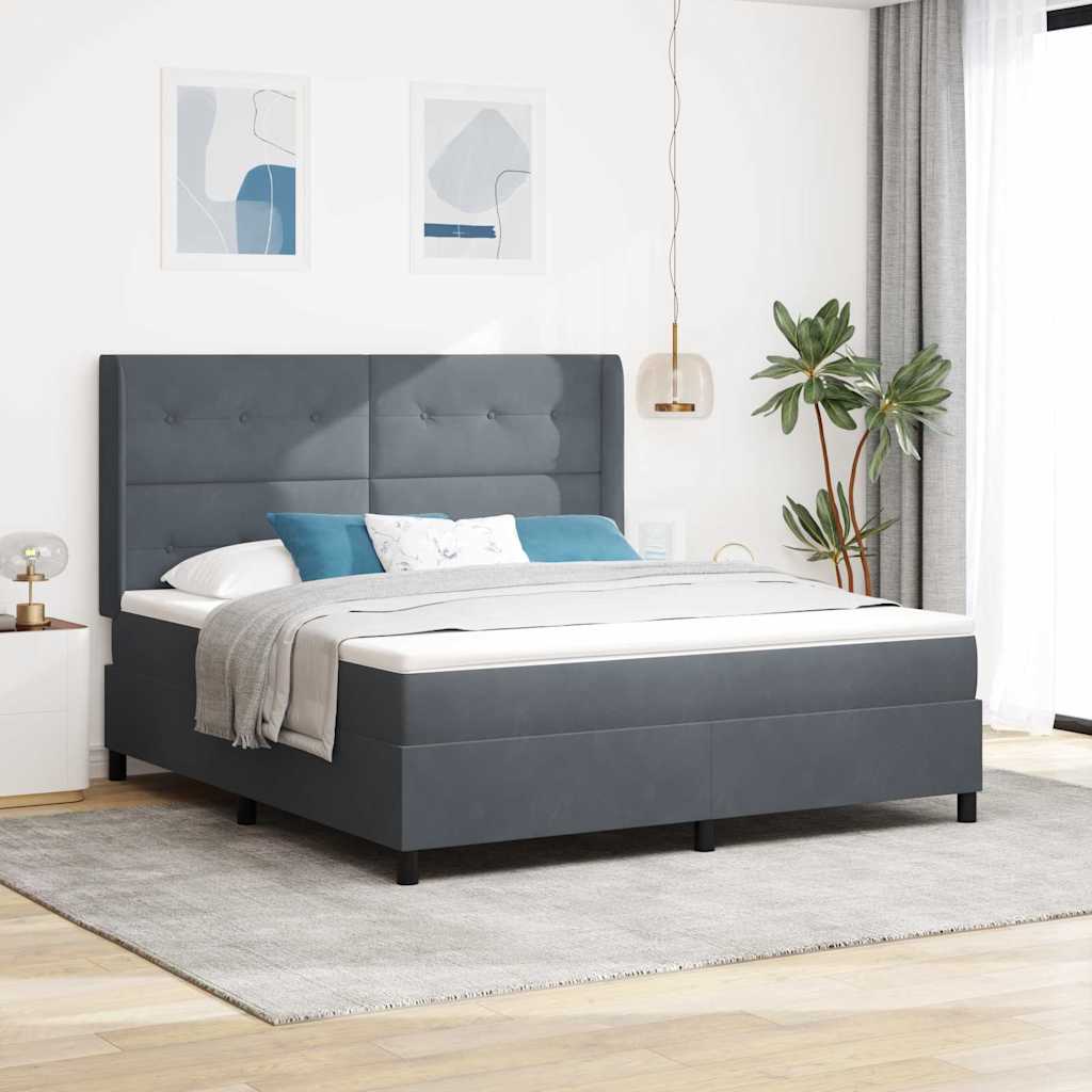 Boxspringbett mit LED-Lichtleisten Dunkelgrau 180 x 200 cm Samt
