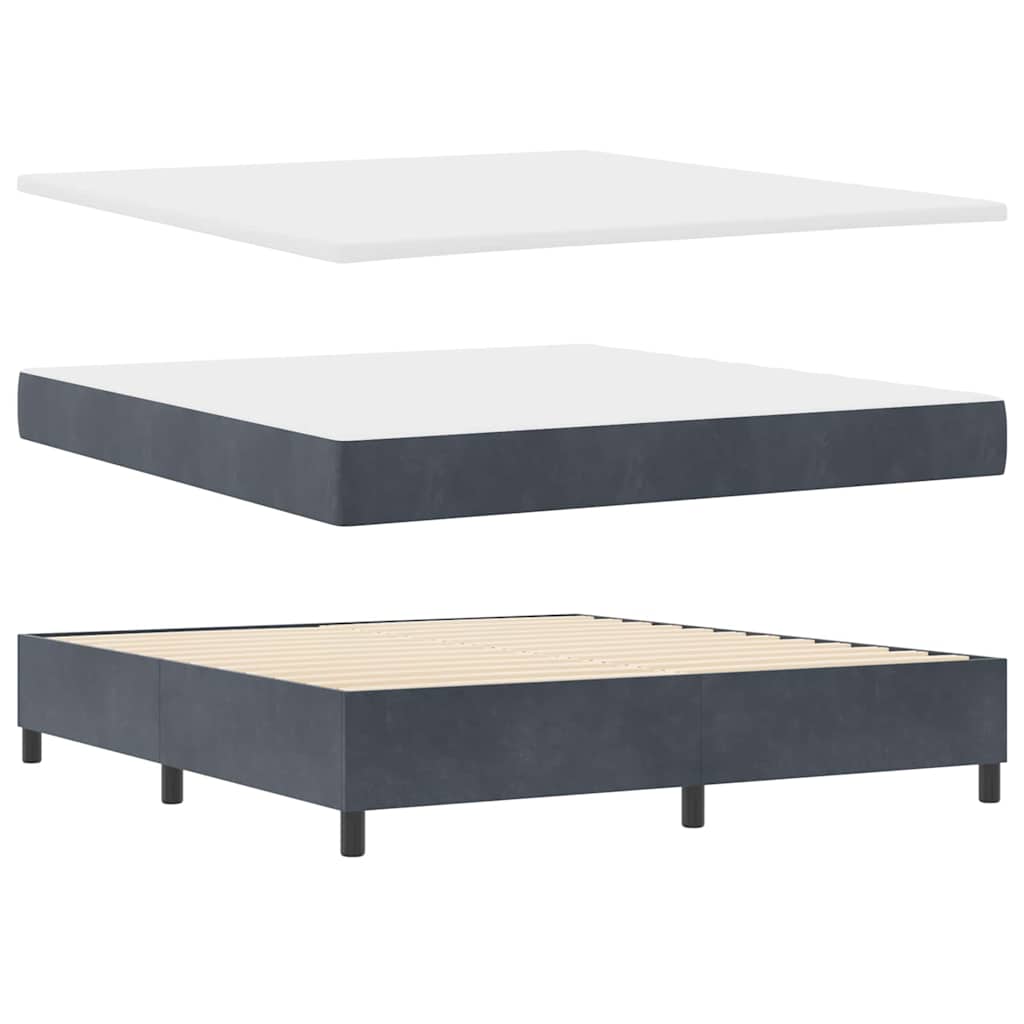 Boxspringbett mit LED-Lichtleisten Dunkelgrau 180 x 200 cm Samt