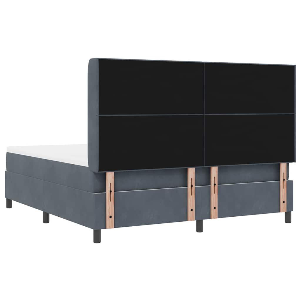 Boxspringbett mit LED-Lichtleisten Dunkelgrau 180 x 200 cm Samt