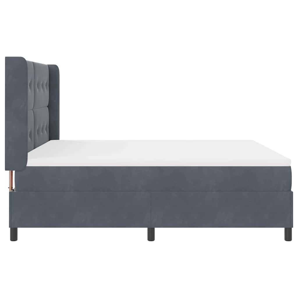 Boxspringbett mit LED-Lichtleisten Dunkelgrau 180 x 200 cm Samt