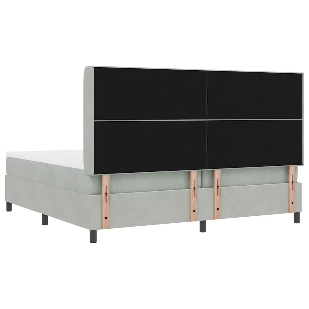 Boxspringbett mit LED-Lichtleisten Hellgrau 200 x 200 cm Samt
