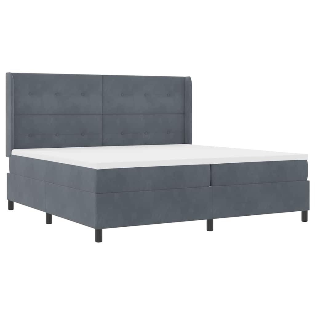 LED Boxspringbett mit Matratze Dunkelgrau 200 x 200 cm Samt