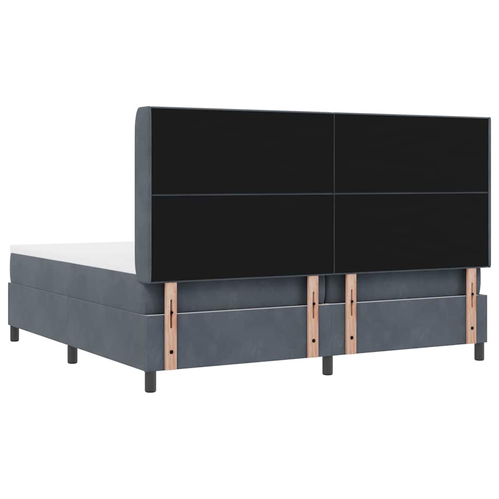 LED Boxspringbett mit Matratze Dunkelgrau 200 x 200 cm Samt