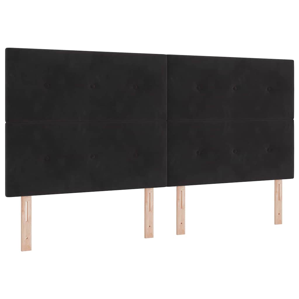 LED Boxspringbett mit Matratze Schwarz 200 x 200 cm Samt