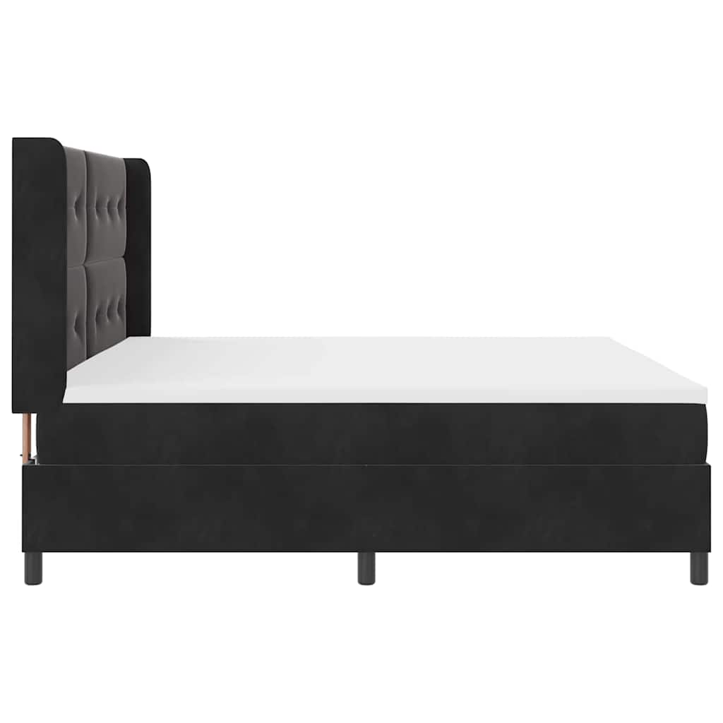 LED Boxspringbett mit Matratze Schwarz 200 x 200 cm Samt