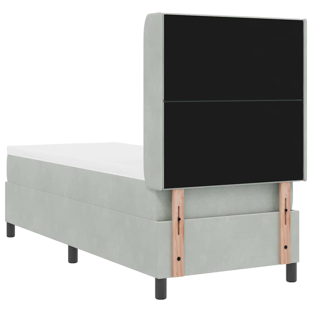 LED Boxspringbett mit Matratze Hellgrau 80 x 200 cm Samt