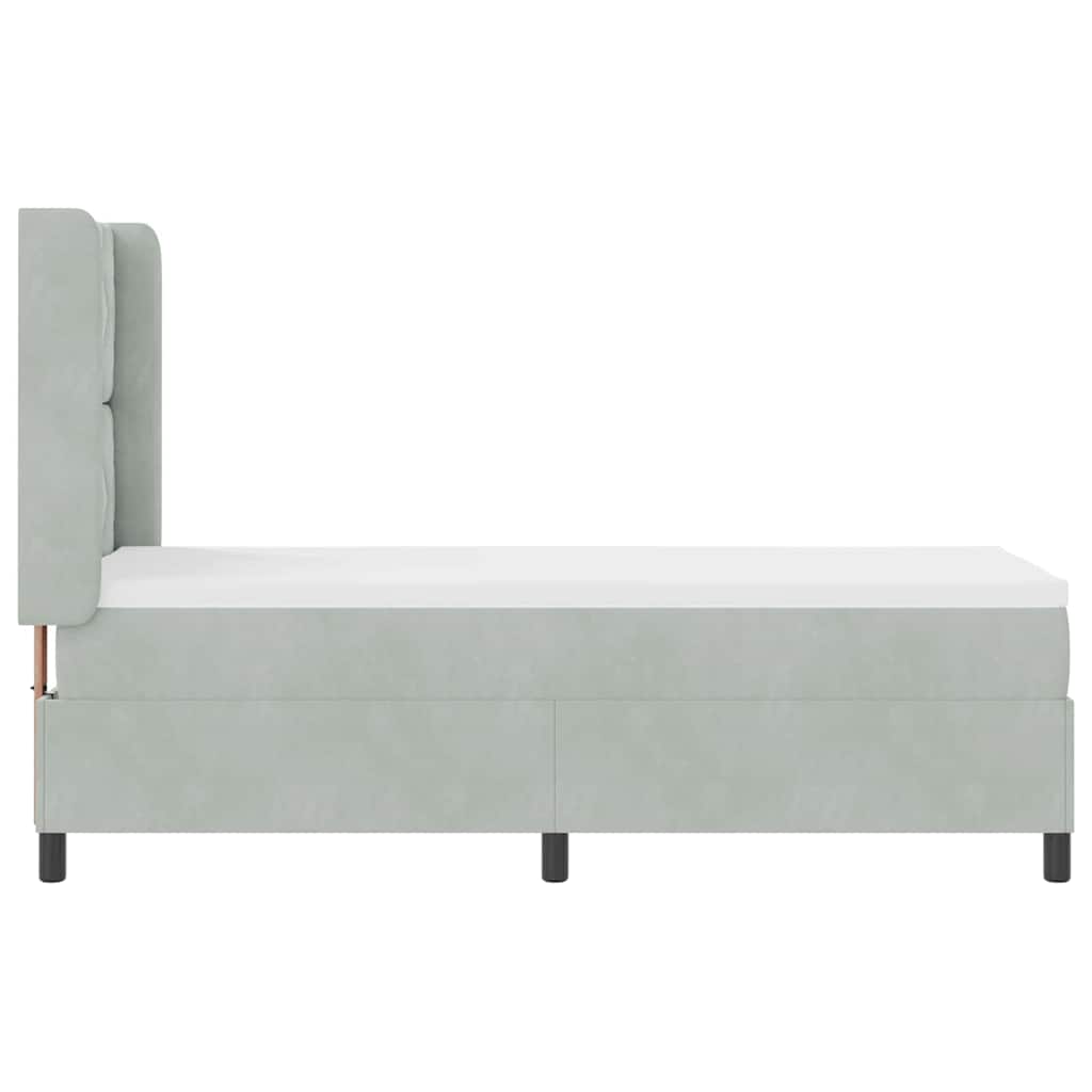 LED Boxspringbett mit Matratze Hellgrau 80 x 200 cm Samt
