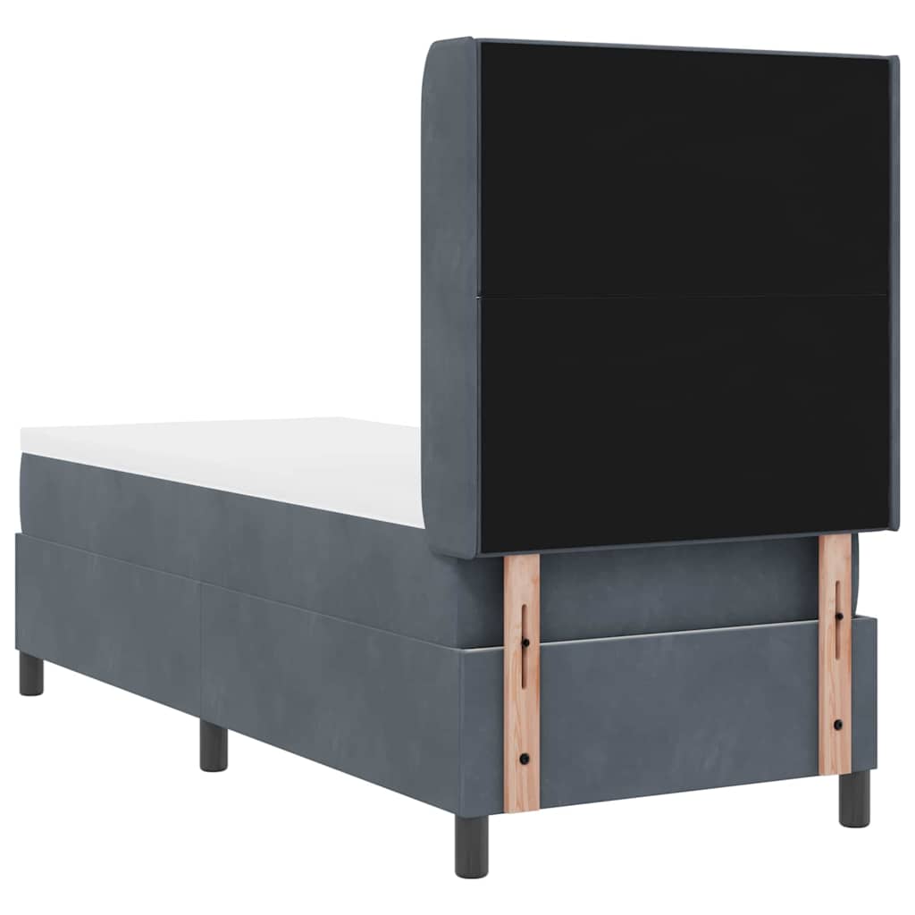 LED Boxspringbett mit Matratze Dunkelgrau 80 x 200 cm Samt