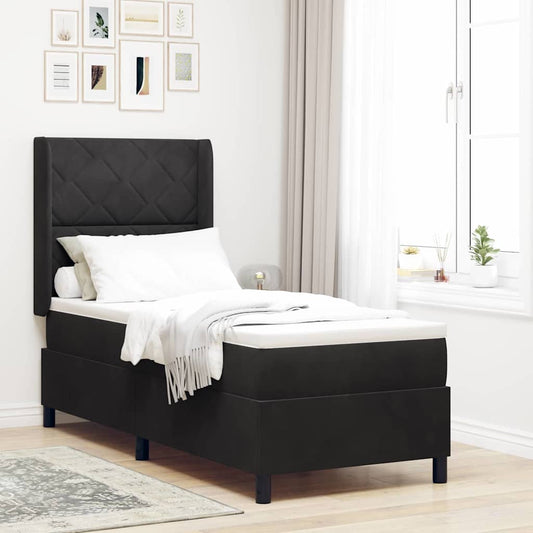 LED Boxspringbett mit Matratze Schwarz 80 x 200 cm Samt