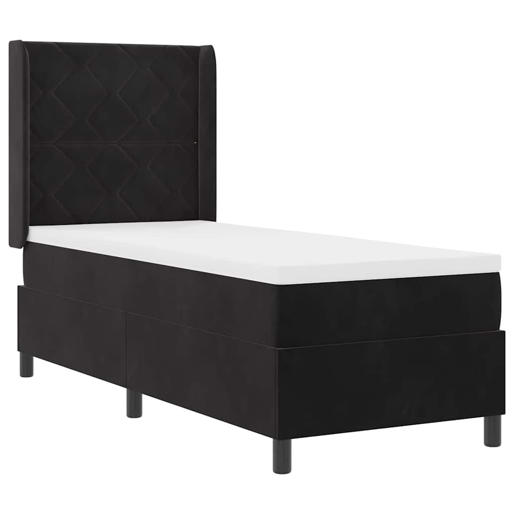 LED Boxspringbett mit Matratze Schwarz 80 x 200 cm Samt