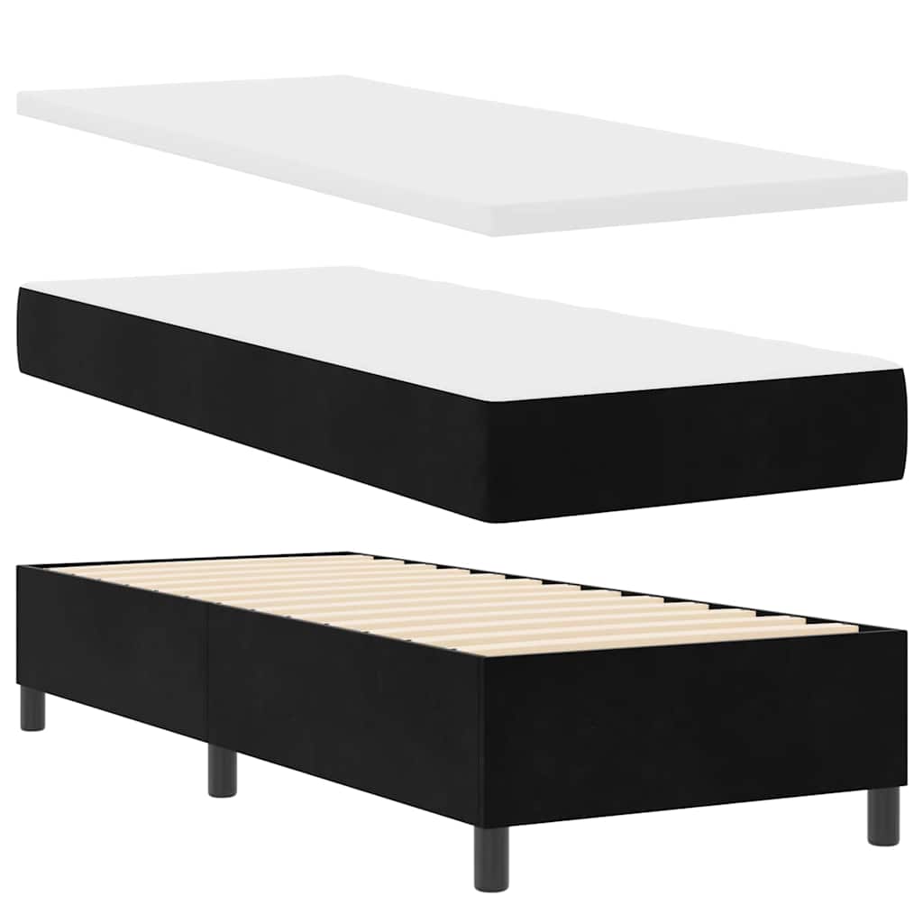 LED Boxspringbett mit Matratze Schwarz 80 x 200 cm Samt