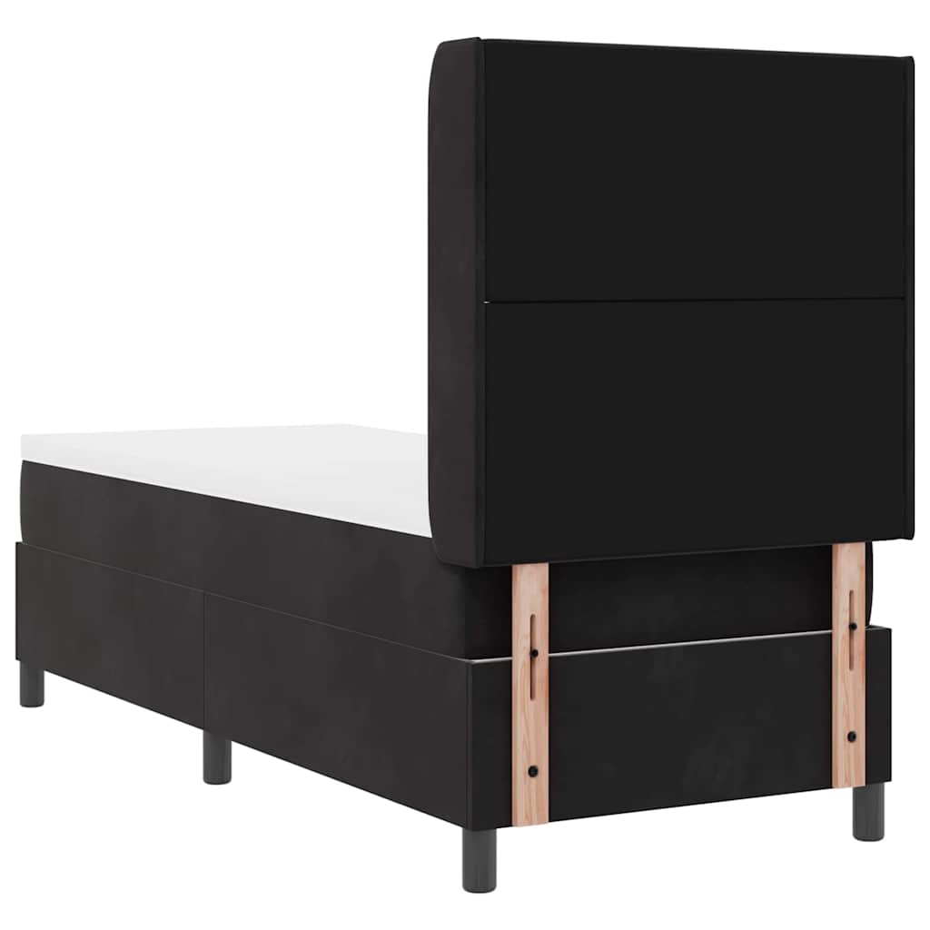 LED Boxspringbett mit Matratze Schwarz 80 x 200 cm Samt