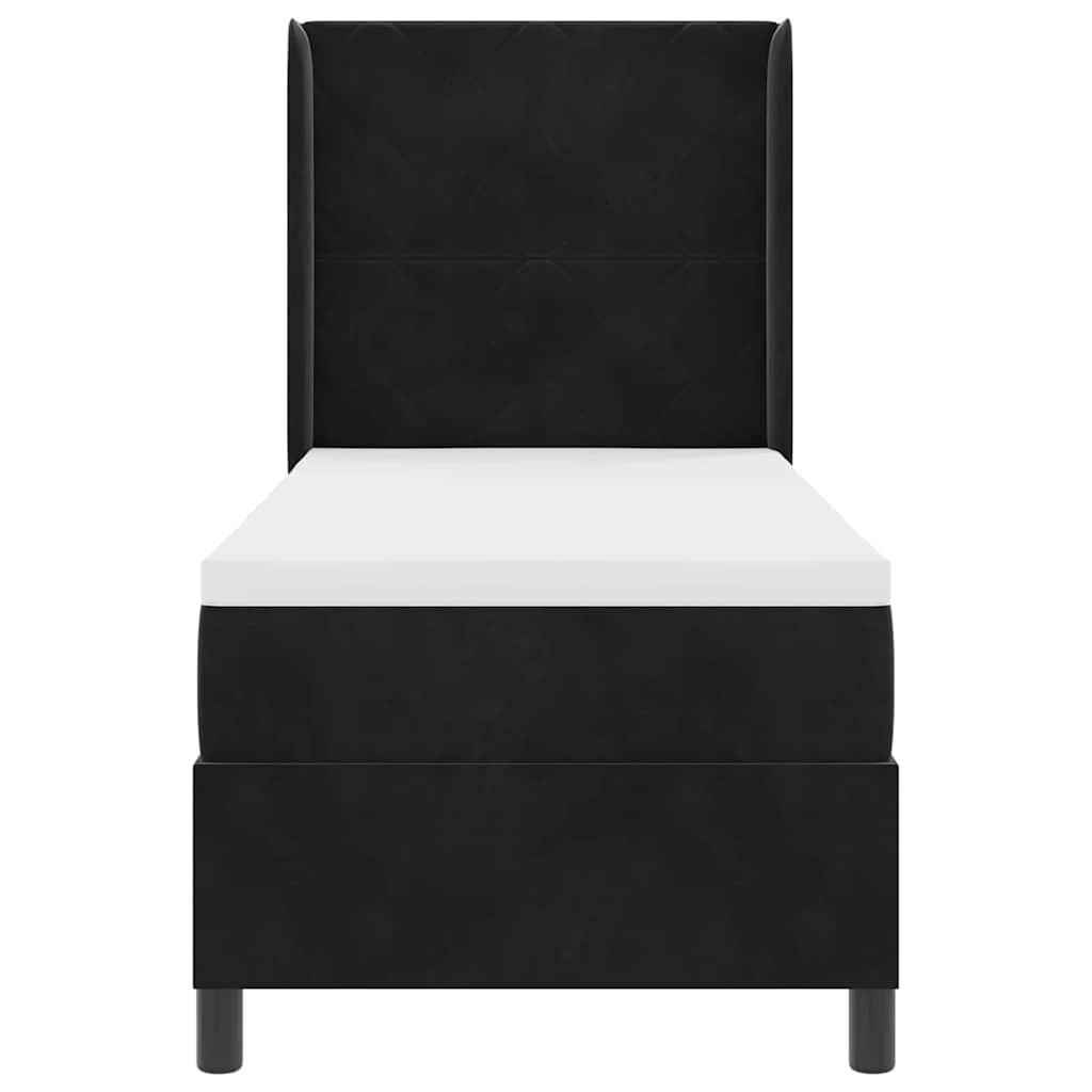 LED Boxspringbett mit Matratze Schwarz 80 x 200 cm Samt