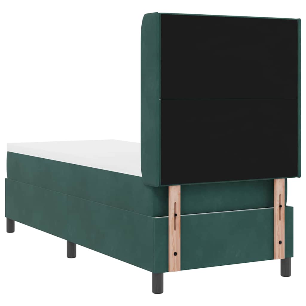 Boxspringbett mit LED-Lichtleisten Dunkelgrün 80 x 200 cm Samt