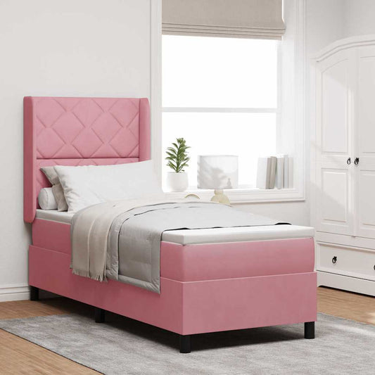LED Boxspringbett mit Matratze Rosa 80 x 200 cm Samt