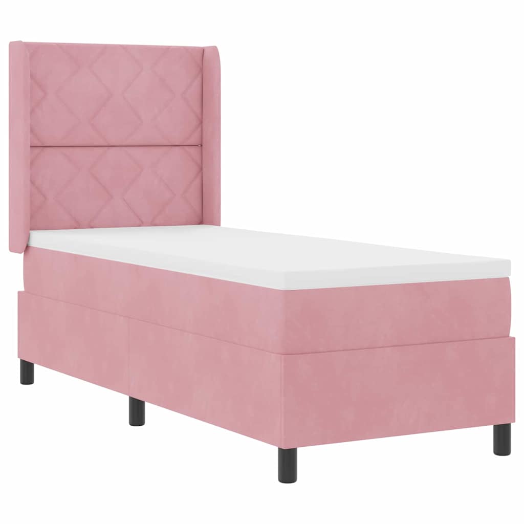 Boxspringbett mit LED-Lichtleisten Rosa 80 x 200 cm Samt