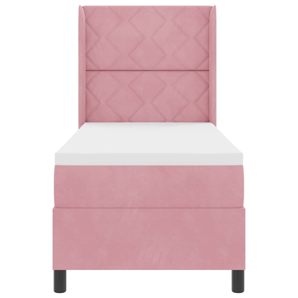 LED Boxspringbett mit Matratze Rosa 80 x 200 cm Samt
