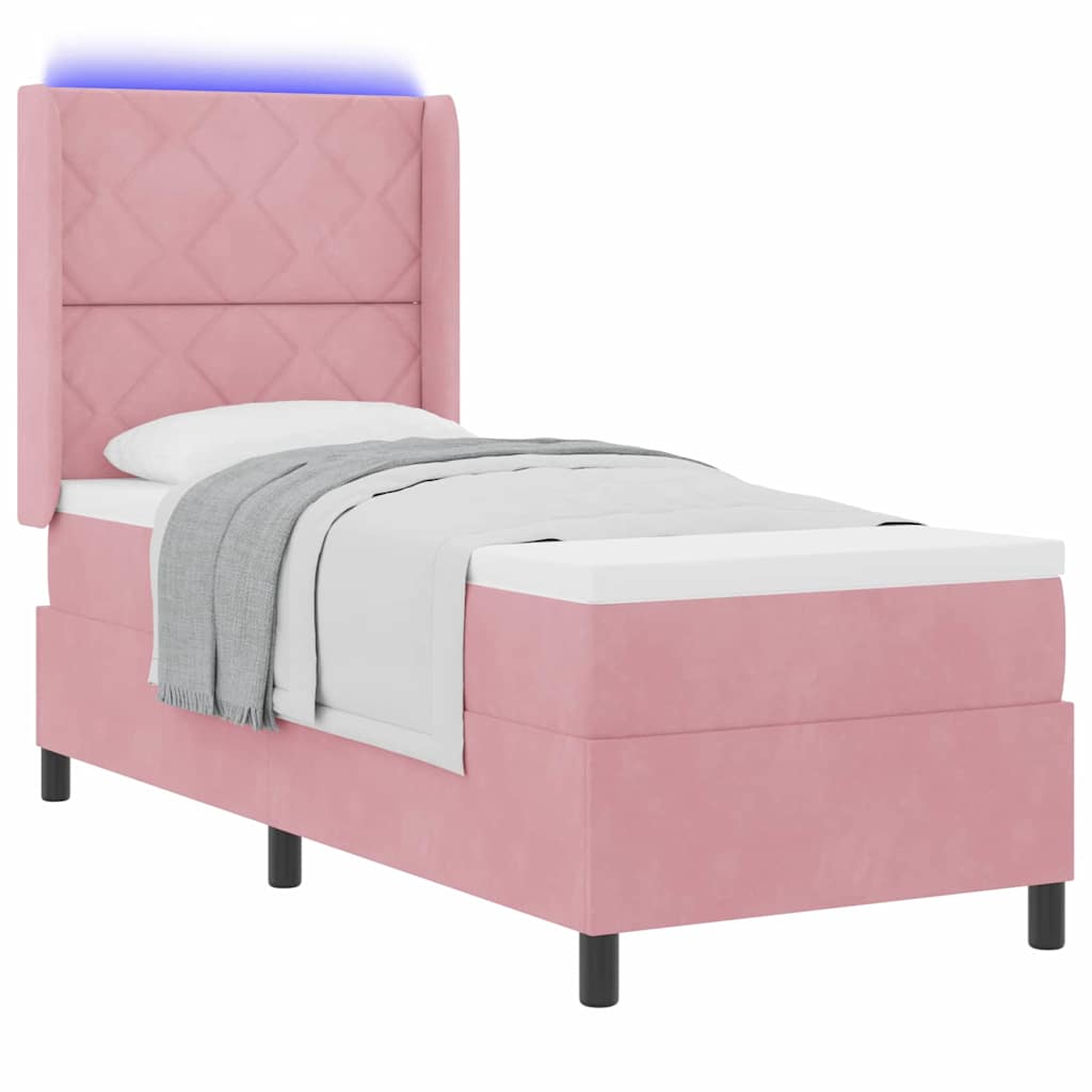 Boxspringbett mit LED-Lichtleisten Rosa 80 x 200 cm Samt