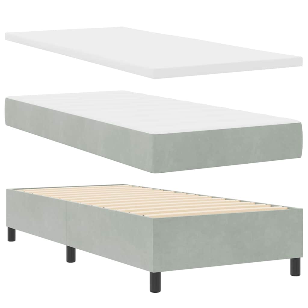 LED Boxspringbett mit Matratze Hellgrau 90 x 190 cm Samt