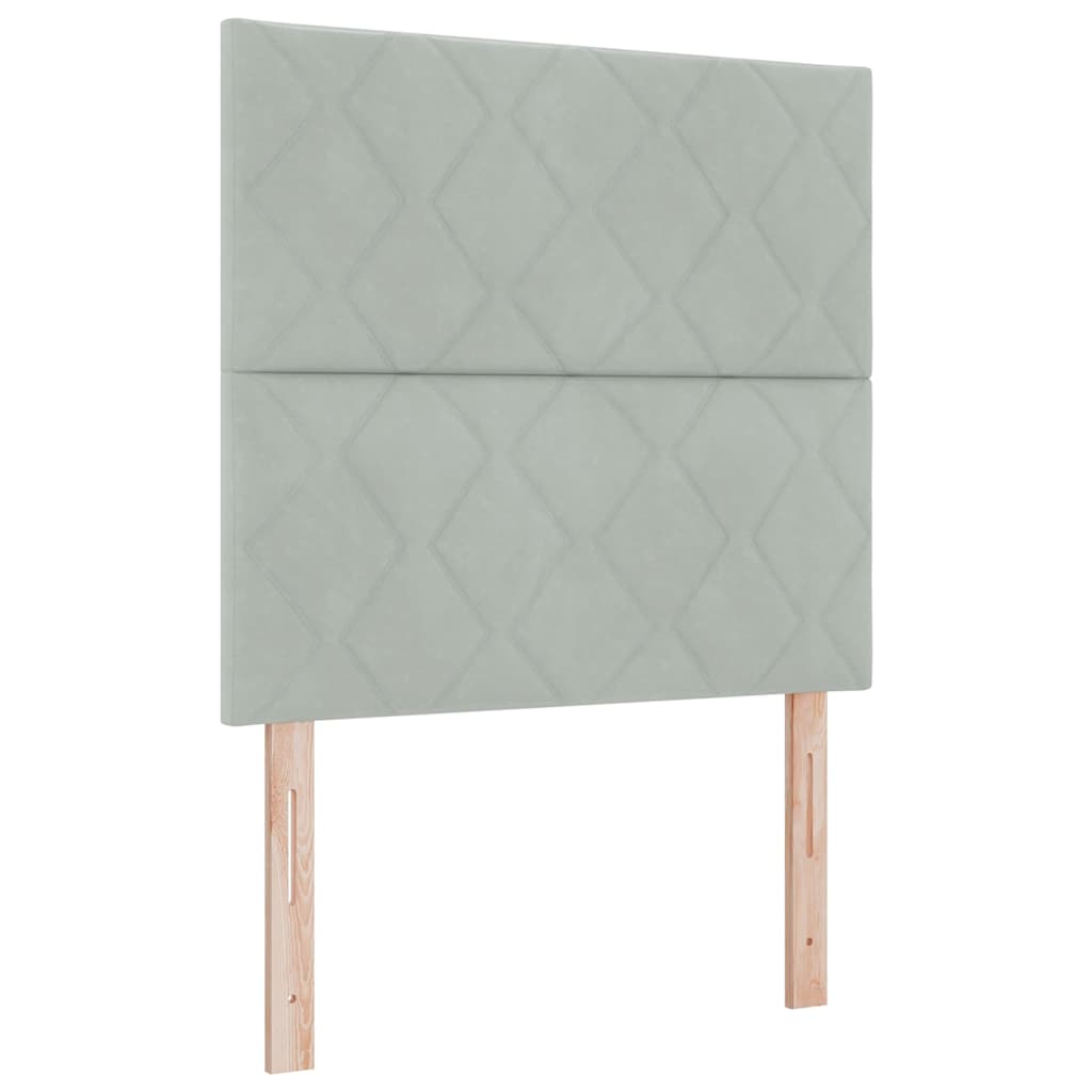 LED Boxspringbett mit Matratze Hellgrau 90 x 190 cm Samt
