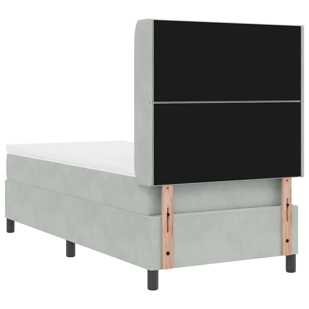 LED Boxspringbett mit Matratze Hellgrau 90 x 190 cm Samt