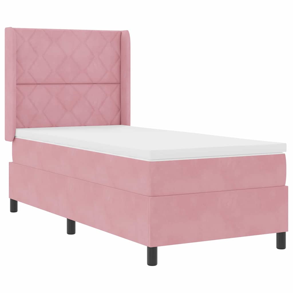 LED Boxspringbett mit Matratze Rosa 90 x 200 cm Samt