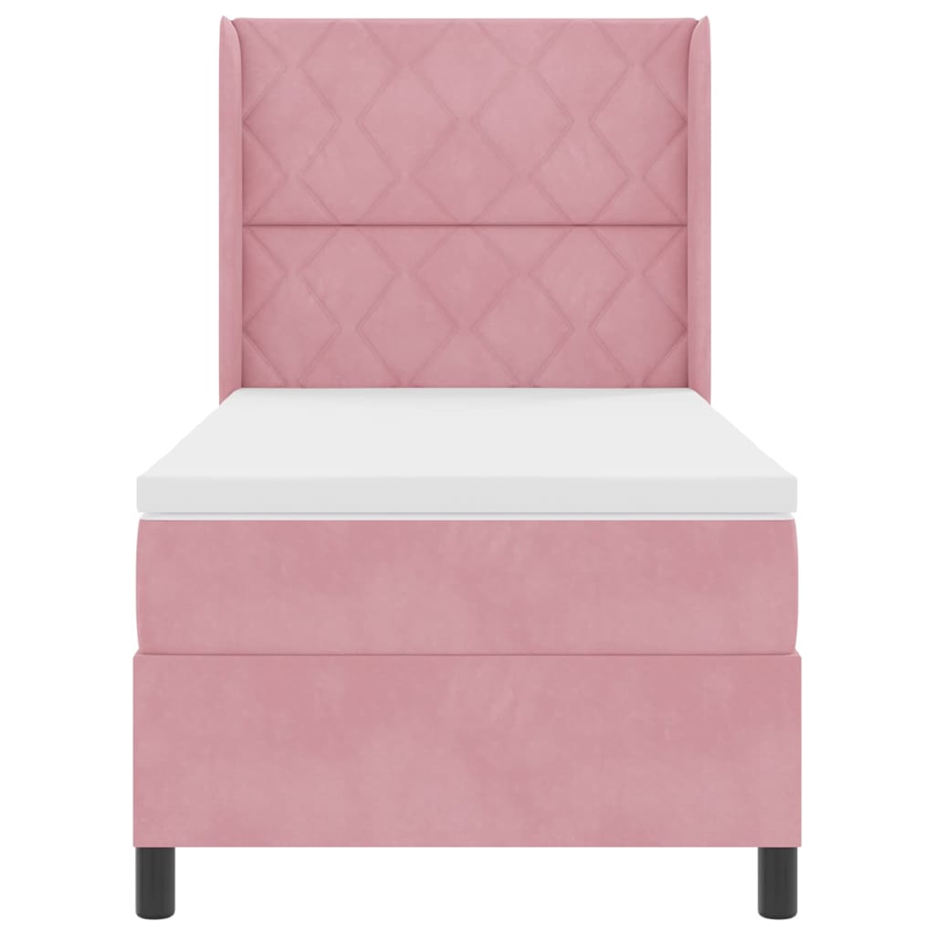LED Boxspringbett mit Matratze Rosa 90 x 200 cm Samt