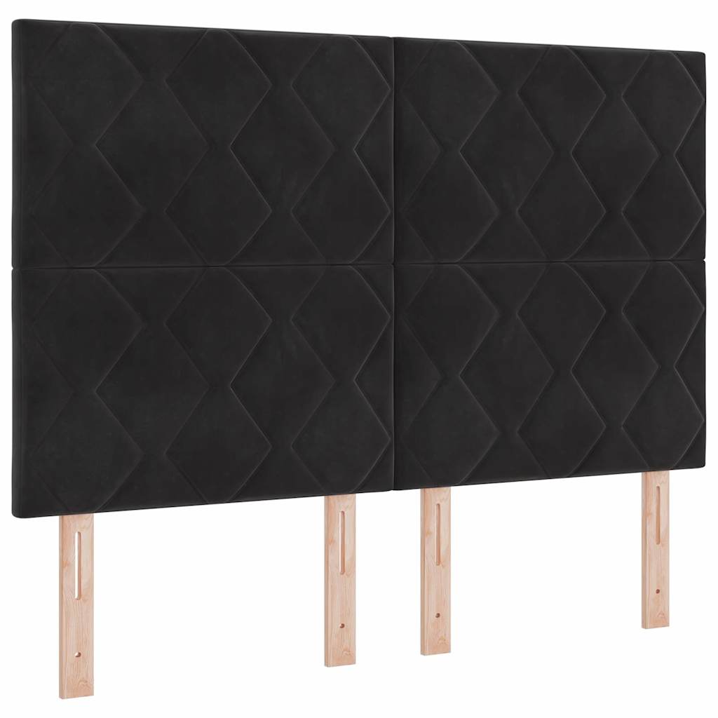 LED Boxspringbett mit Matratze Schwarz 140 x 190 cm Samt
