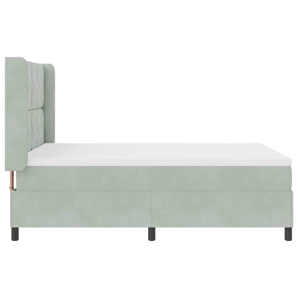 LED Boxspringbett mit Matratze Hellgrau 140 x 200 cm Samt