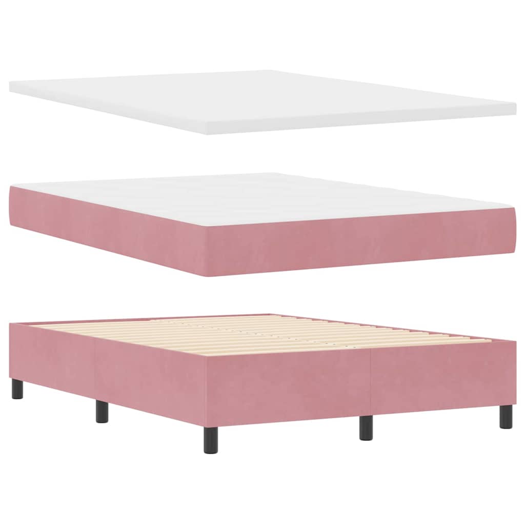 LED Boxspringbett mit Matratze Rosa 140 x 200 cm Samt
