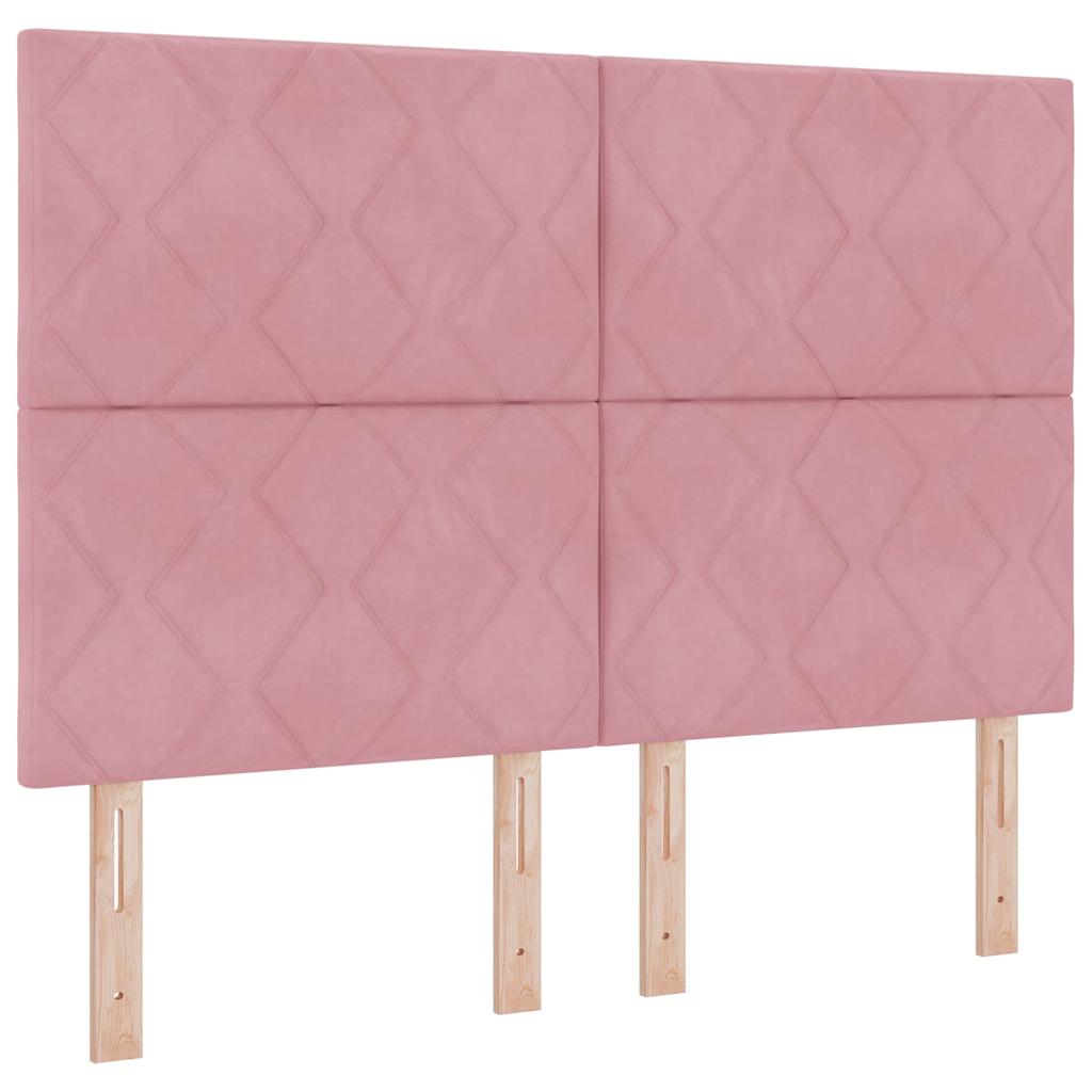 LED Boxspringbett mit Matratze Rosa 140 x 200 cm Samt
