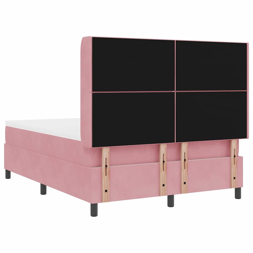 LED Boxspringbett mit Matratze Rosa 140 x 200 cm Samt