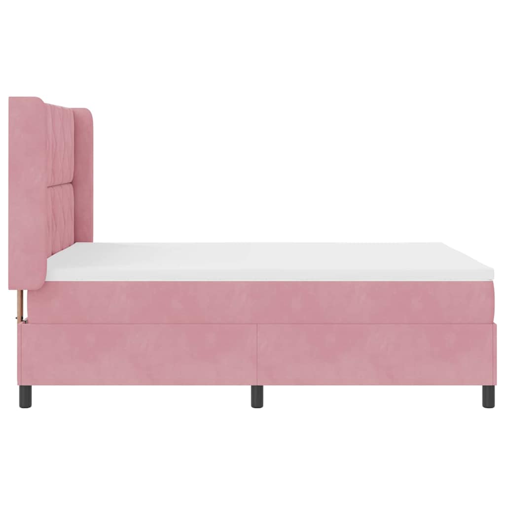 LED Boxspringbett mit Matratze Rosa 140 x 200 cm Samt