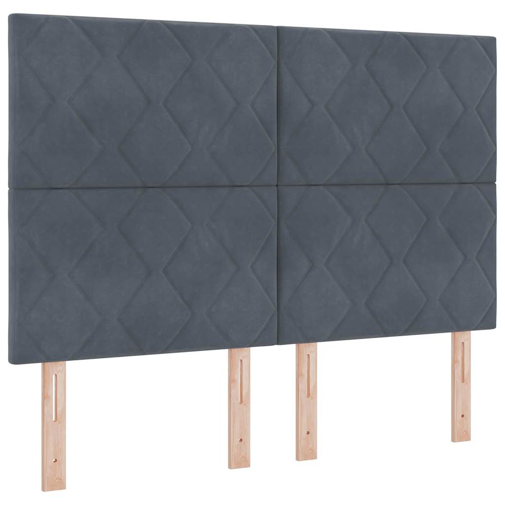 LED Boxspringbett mit Matratze Dunkelgrau 160 x 200 cm Samt
