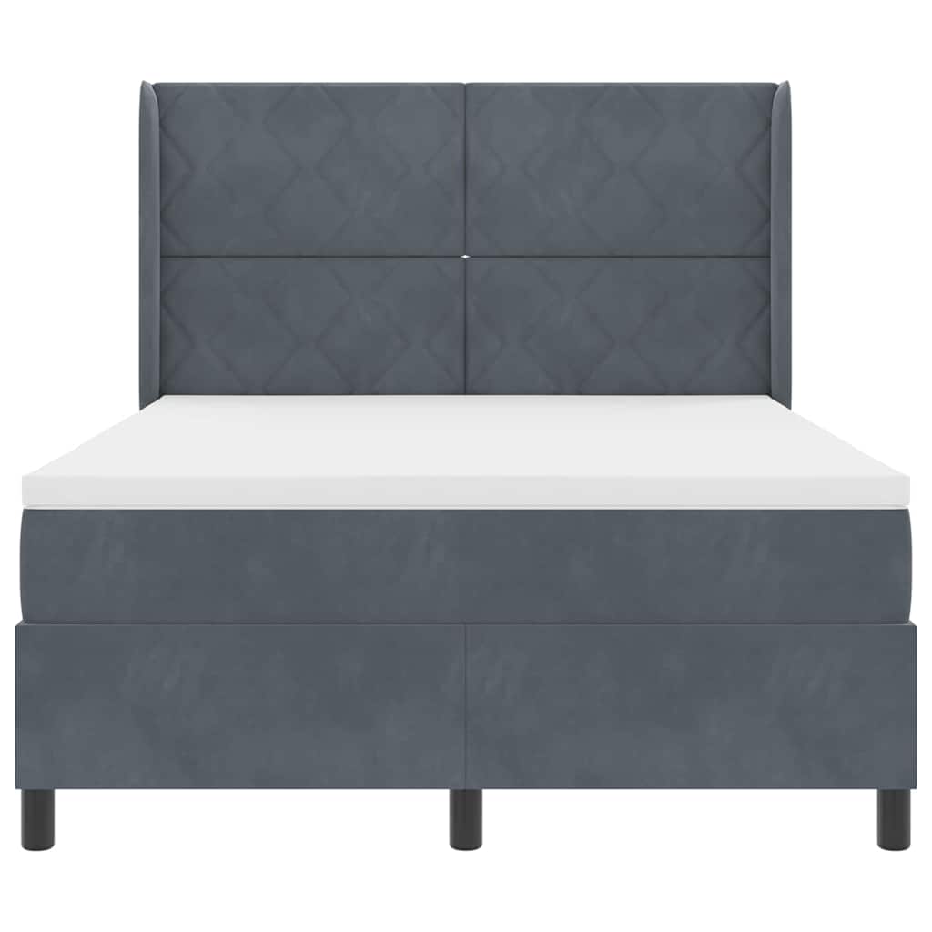 LED Boxspringbett mit Matratze Dunkelgrau 160 x 200 cm Samt
