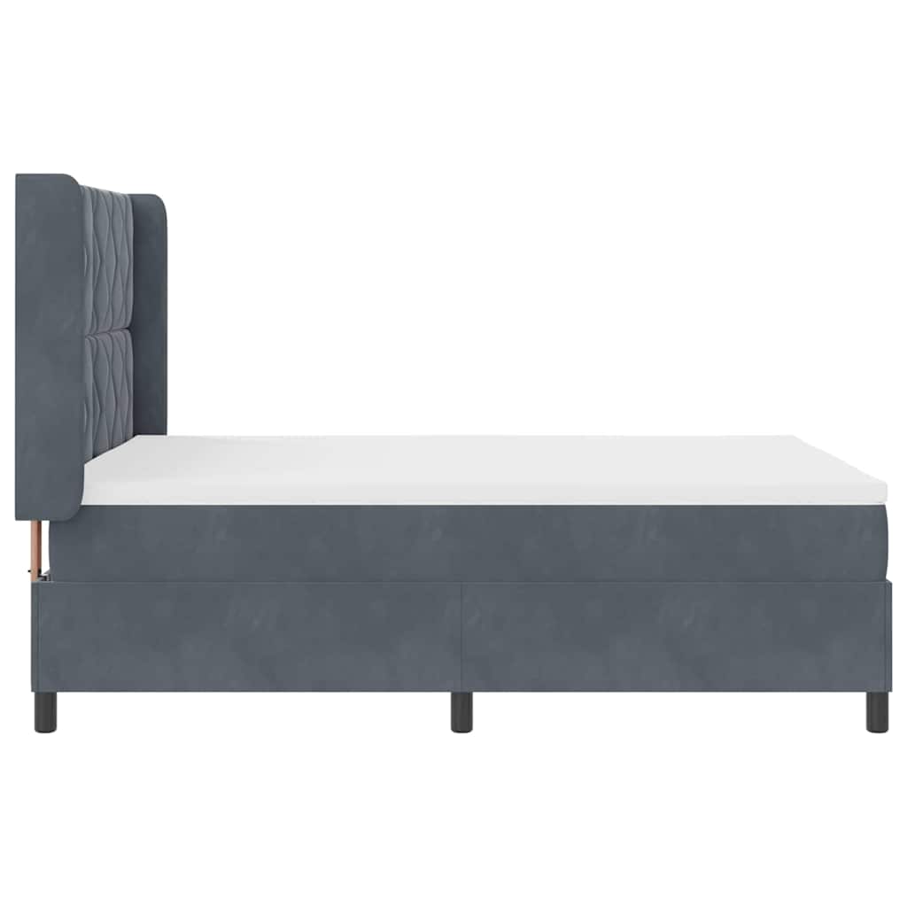 LED Boxspringbett mit Matratze Dunkelgrau 160 x 200 cm Samt