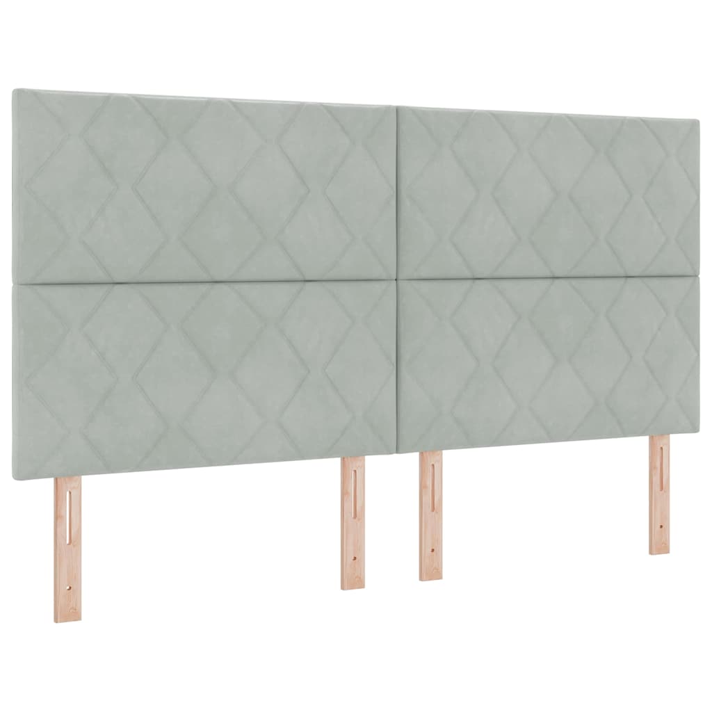 Boxspringbett mit LED-Lichtleisten Hellgrau 180 x 200 cm Samt