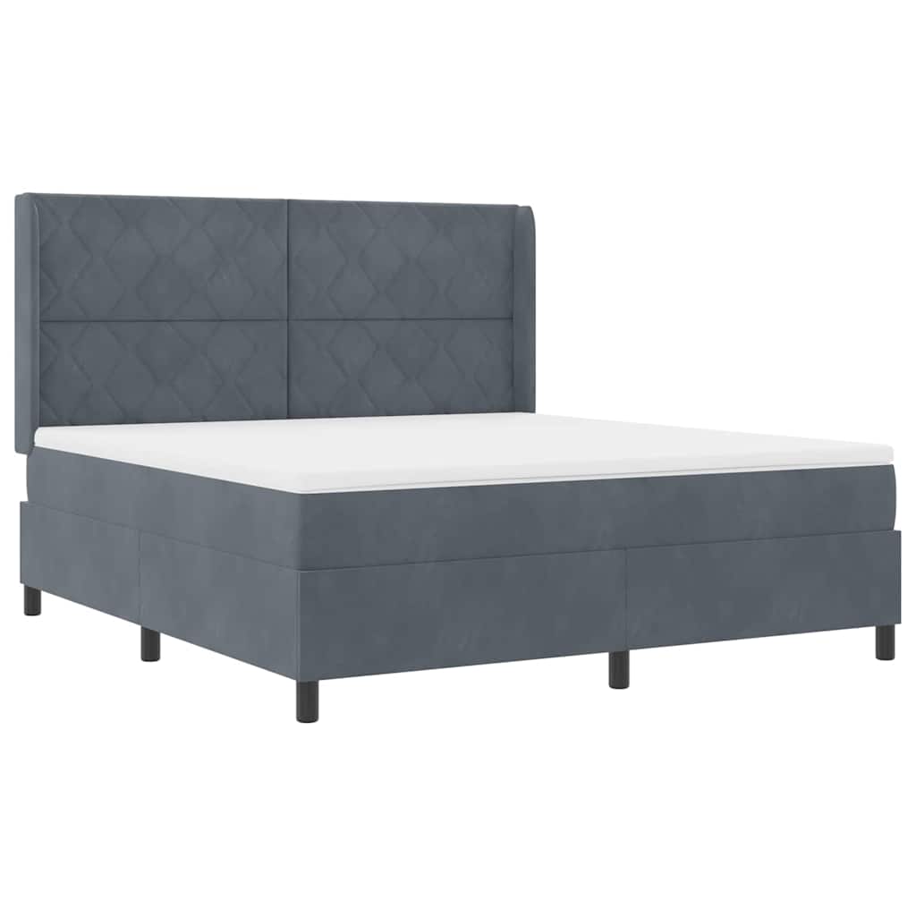 Boxspringbett mit LED-Lichtleisten Dunkelgrau 180 x 200 cm Samt