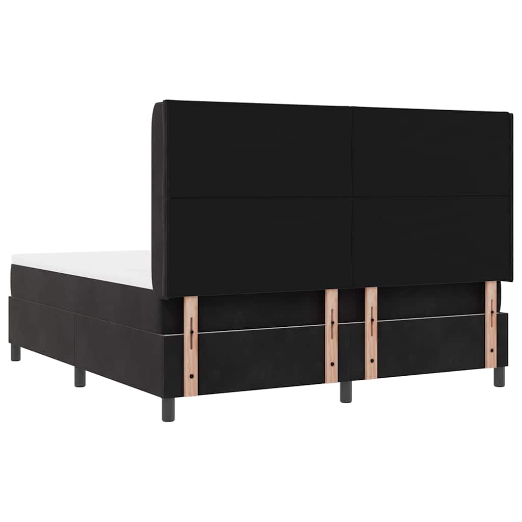 Boxspringbett mit LED-Lichtleisten Schwarz 180 x 200 cm Samt