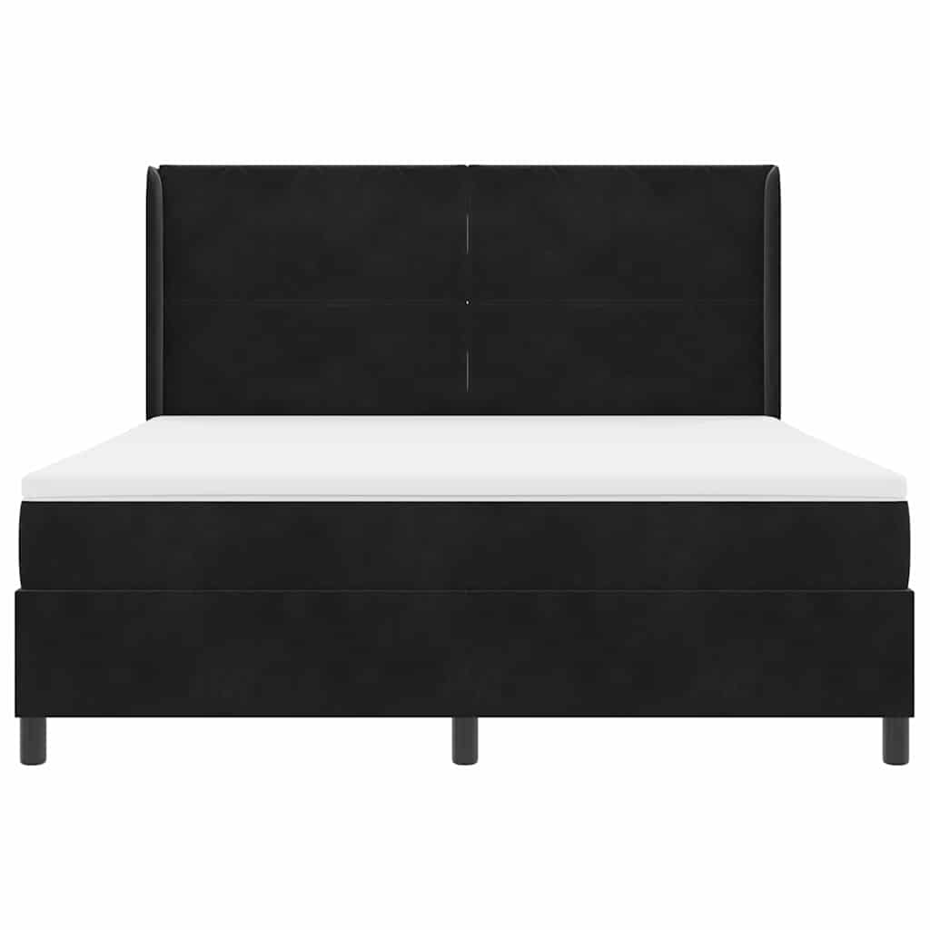 Boxspringbett mit LED-Lichtleisten Schwarz 180 x 200 cm Samt