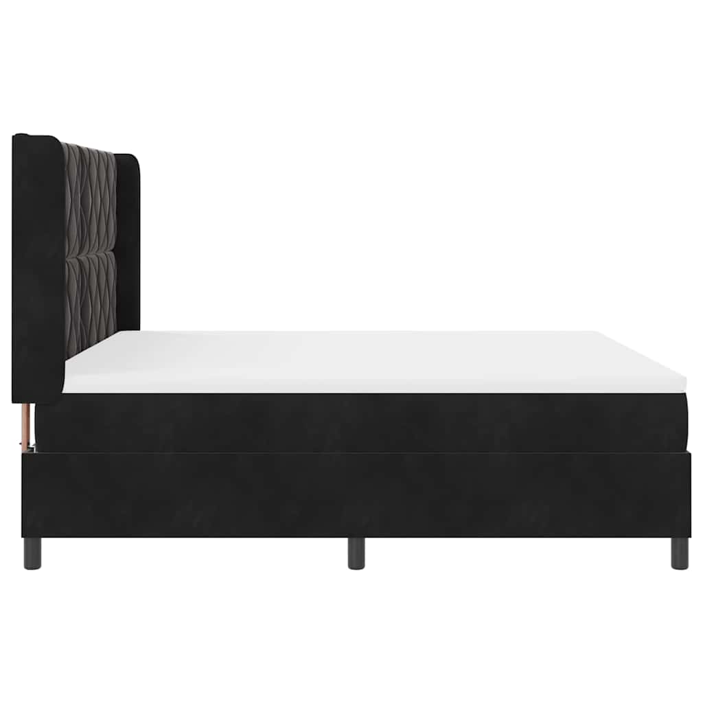 Boxspringbett mit LED-Lichtleisten Schwarz 180 x 200 cm Samt