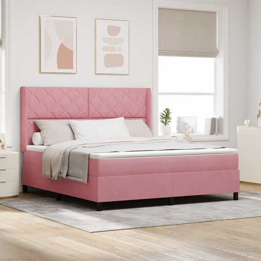 LED Boxspringbett mit Matratze Rosa 180 x 200 cm Samt
